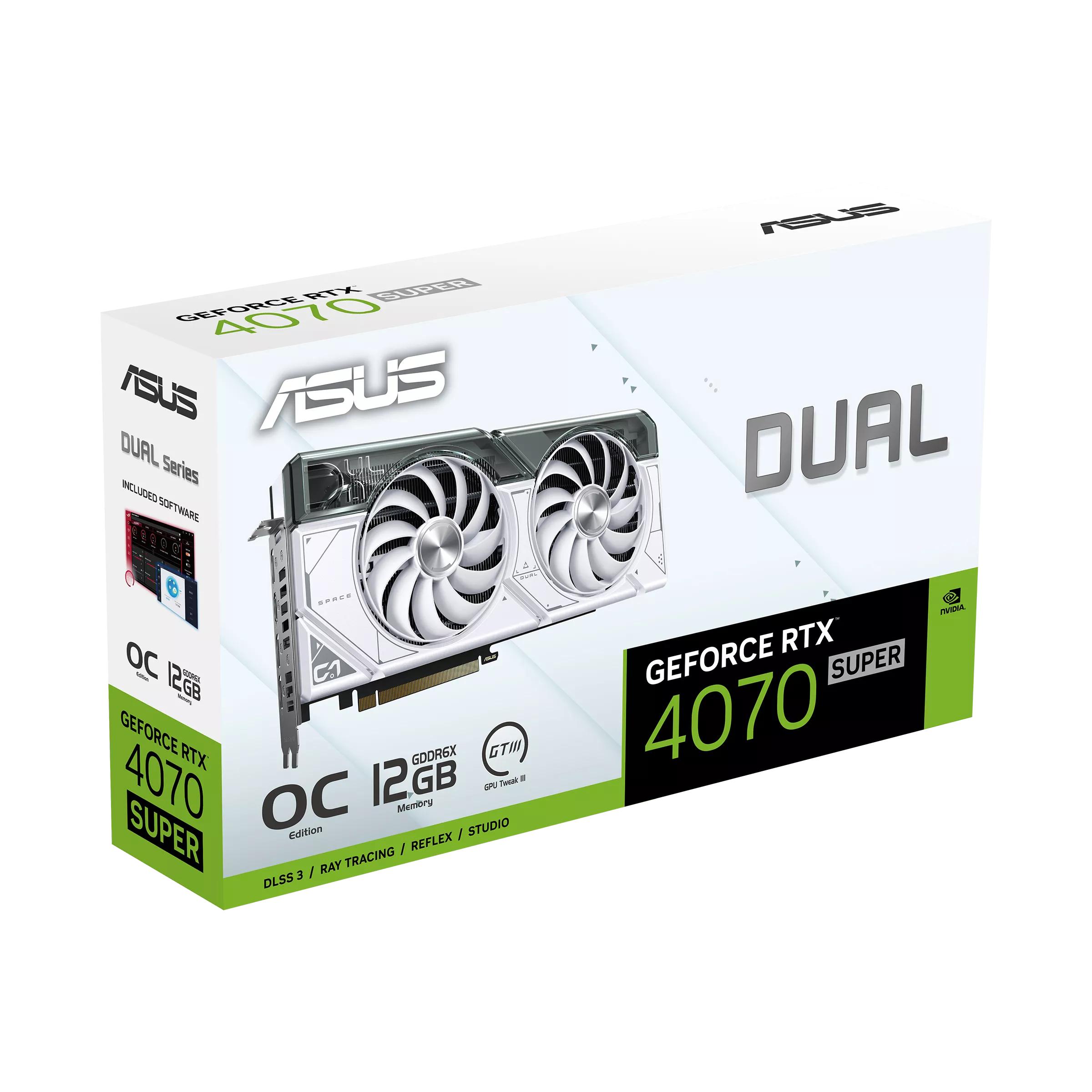 ASUS Dual GeForce RTX™ 4070 SUPER White OC Edition 12GB GDDR6X - Graphics Card ASUS Dual GeForce RTX™ 4070 SUPER White OC Edition 12GB GDDR6X - Graphics Card